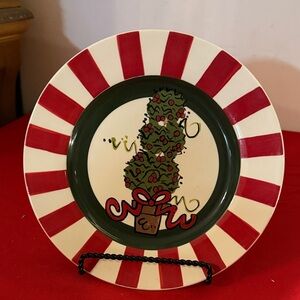 Festive Striped Holiday Plate